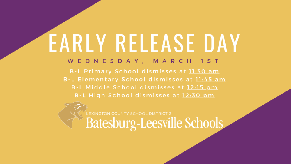 Early Release Day Reminder for Wednesday, March 1st