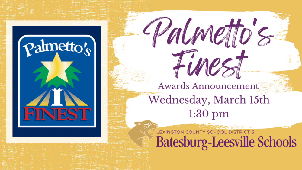Palmetto's Finest Awards Announcement Set for Wednesday, March 15th